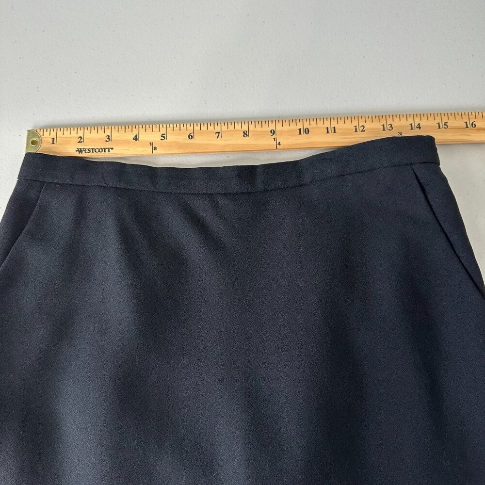 Vintage Ralph Lauren Knee Length Skirt Sz 10‎ Black A-Line Worsted Wool - Picture 7 of 13